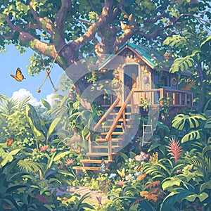 Enchanting Treehouse Haven in Jungle