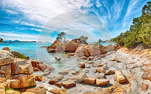 Enchanting view of Capriccioli beach in Costa Smeralda