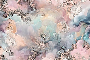 Enchanting whirlwinds with a dreamy mist of pastel magic in shabby chic junk journals, unveiling the fairytale abstract