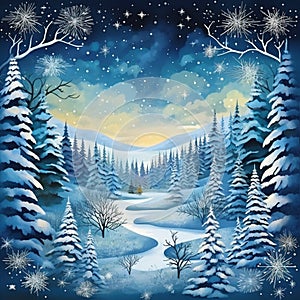 Enchanting Winter Scene with Intricately Detailed Snowflakes