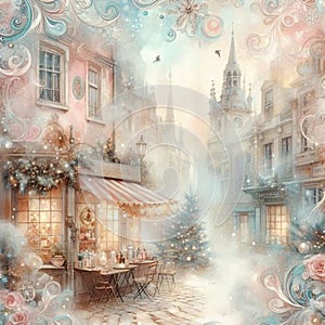 Enchanting winter wonderland: whimsical junk journals & magical misty streets photo