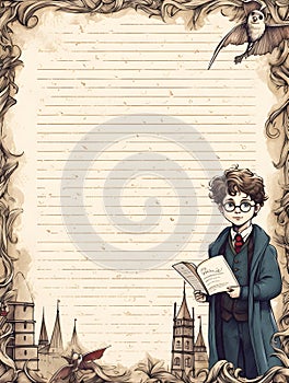 Enchanting Wizardry: Young Wizard Penning Magical Paper