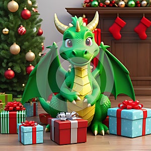 Enchanting Yuletide Dragon: A Merry Christmas Tale photo