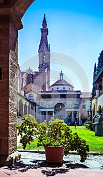 Enclosed court of Basilica di Santa Croce Basilica of the Holy Cross, Florence Firenze, Italy.