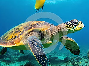 Encounter the Graceful Beauty of a Hawksbill Sea Turtle in the Indian Ocean.