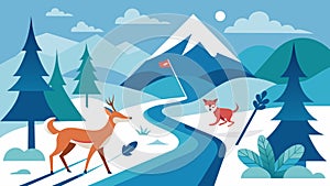 Encounter a variety of wildlife from graceful deer to playful snow foxes as you explore the virtual crosscountry ski photo