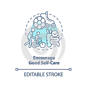 Encourage good self care turquoise concept icon