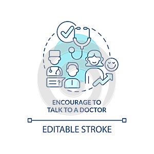 Encourage patients engagement blue concept icon