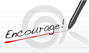 Encourage written on a notepad paper photo