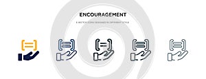 Encouragement icon in different style vector illustration. two colored and black encouragement vector icons designed in filled,