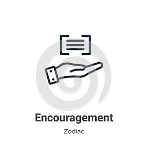 Encouragement outline vector icon. Thin line black encouragement icon, flat vector simple element illustration from editable