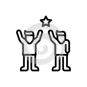Black line icon for Encouraging, hopeful and cheers photo