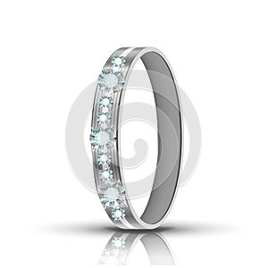 Encrusted Silver Ring With Diamonds Around Vector