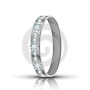 Encrusted Silver Ring With Diamonds Around Vector photo