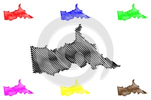 Encruzilhada municipality Bahia state, Municipalities of Brazil, Federative Republic of Brazil map vector illustration, scribble photo