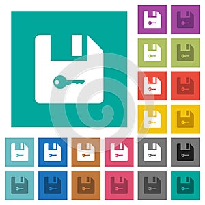 Encrypt file square flat multi colored icons