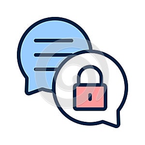 Encrypted chat, secure communication icon in modern style
