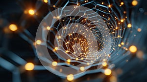 Encrypted Data Tunnel â Abstract Algorithmic Corridor with Hexagonal Structures and Secure Information Flow Lights