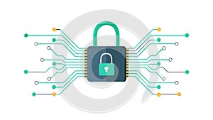 Encrypted Digital Padlock Icon, Network Security & Privacy Solutions, vector design Generative AI