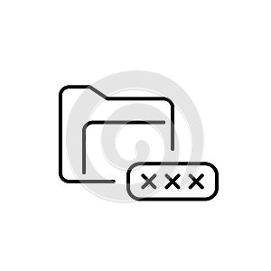 Encrypted folder access. Secure file directory protected by password. Pixel perfect vector icon