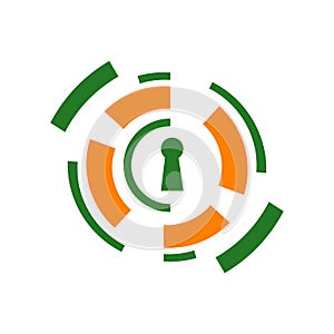 encrypted key cyber security logo design vector illustration