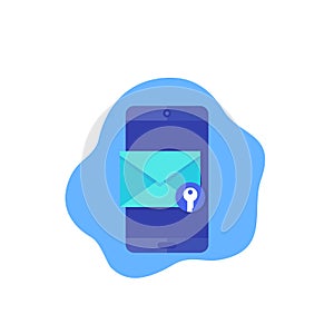 Encrypted message, mobile mail vector icon