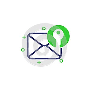 encrypted message, protected mail icon on white