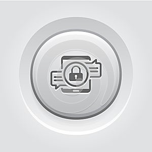 Encrypted Messaging Icon. Grey Button Design