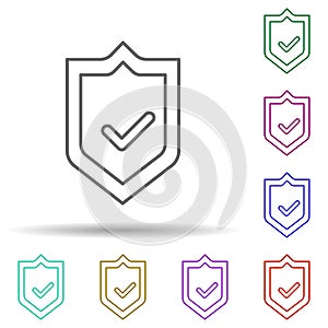 Encrypted multi color icon. Simple thin line, outline vector of bitcoin blockchain icons for ui and ux, website or mobile