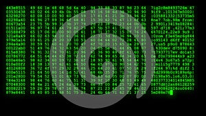 Encrypted programming security hacking code data flow stream on display new quality numbers letters coding techno joyful