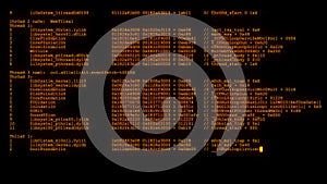 Encrypted programming security hacking code data flow stream on display new quality numbers letters coding techno joyful