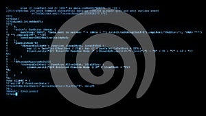 Encrypted programming security hacking code data flow stream on display new quality numbers letters coding techno joyful