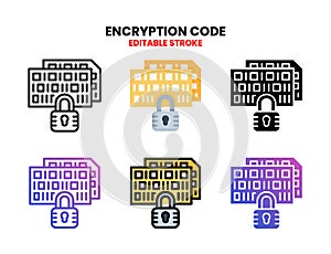 Encryption code icon set with different style