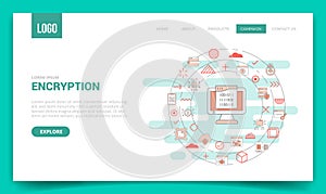 encryption concept with circle icon for website template or landing page homepage