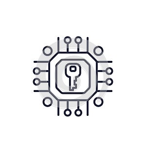 Encryption, cryptography vector linear icon