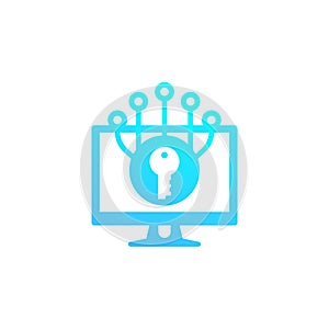 Encryption and cyber protection, vector icon