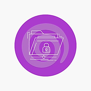 encryption, files, folder, network, secure White Line Icon in Circle background. vector icon illustration
