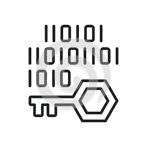 Encryption icon in line design. data encryption, security key, cybersecurity protection on white background vector. Encryption