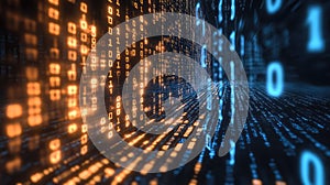 encryption illuminating binary code