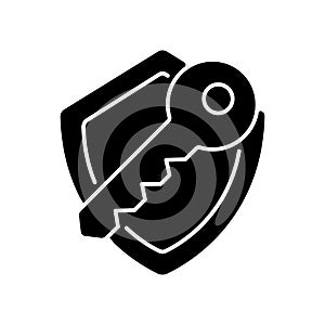Encryption key black glyph icon