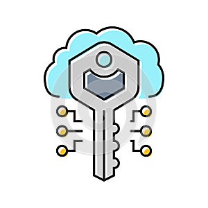 encryption key cloud computing color icon vector illustration