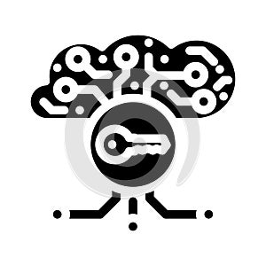 encryption key cloud computing glyph icon vector illustration