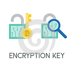 Encryption key, cryptocurrency icon