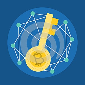 Encryption key, cryptocurrency icon