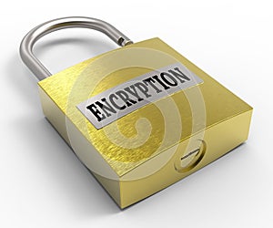 Encryption Padlock Means Encrypting Encrypts And Safeguard 3d Rendering