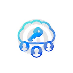 Encryption of personal data in cloud icon on white