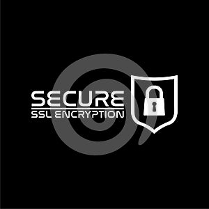 Encryption ssl certificate icon isolated on dark background