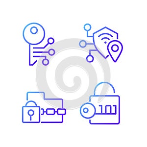 Encryption technologies pixel perfect gradient linear vector icons set