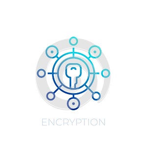 Encryption vector line icon on white