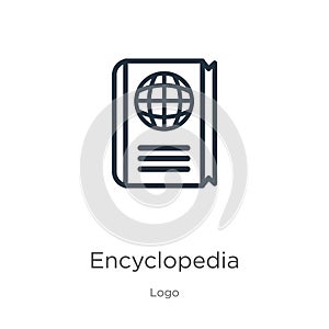 Encyclopedia icon. Thin linear encyclopedia outline icon isolated on white background from logo collection. Line vector